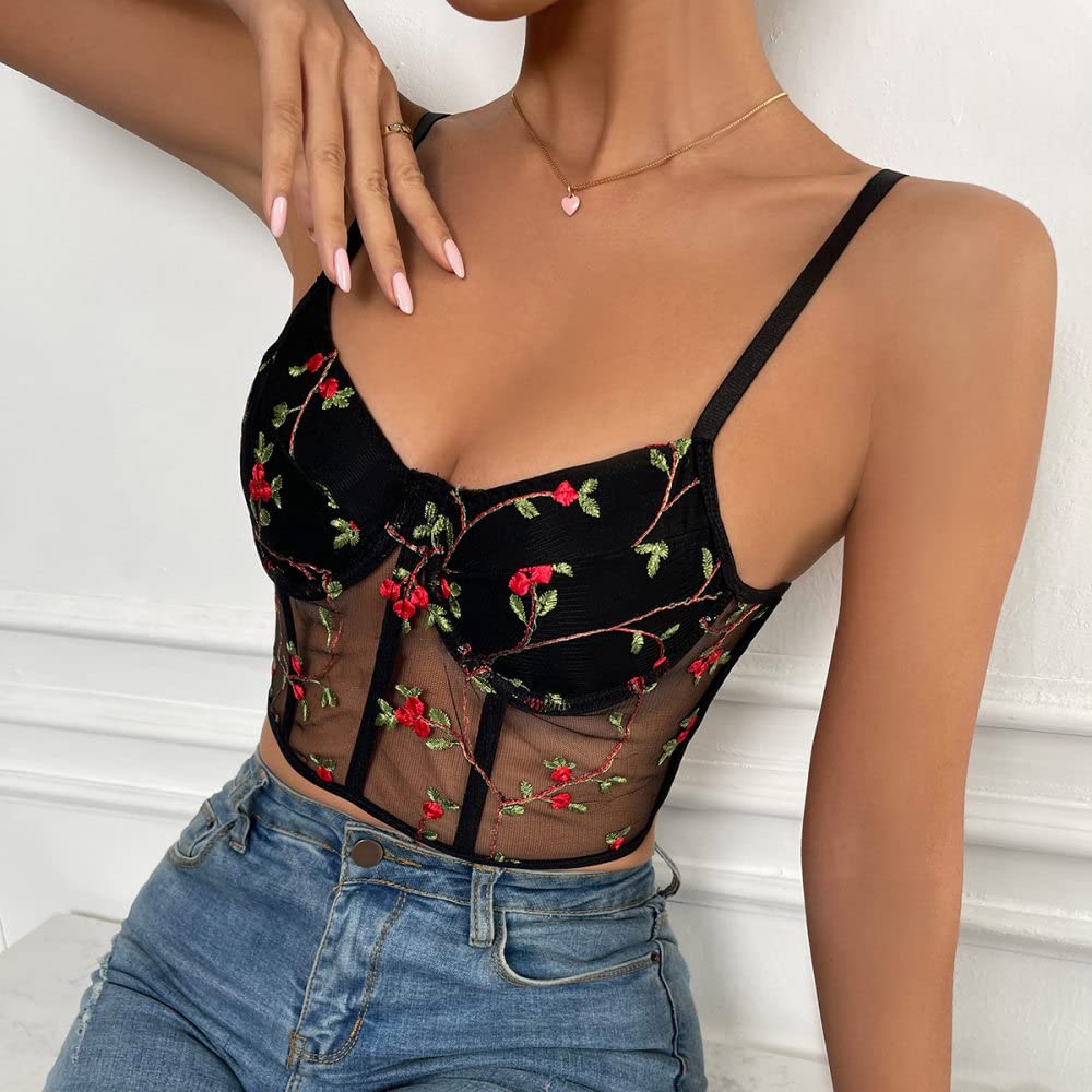 JIUE Corset Top,Women'S Bustiers Vintage Black Bustier Corset Tops